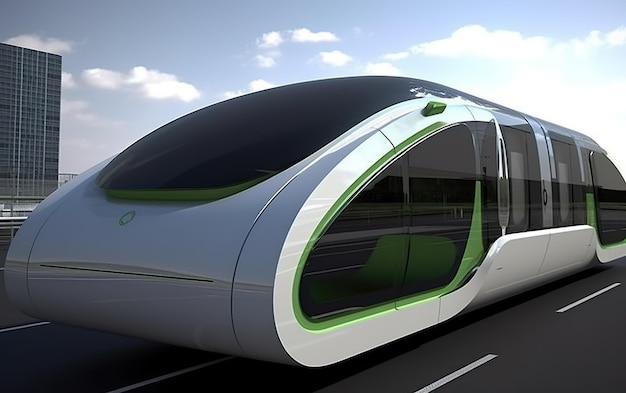 A futuristic train that is being built on the highway.