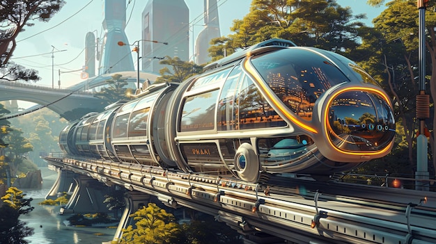 a futuristic train with a large window that says  futuristic  on the top