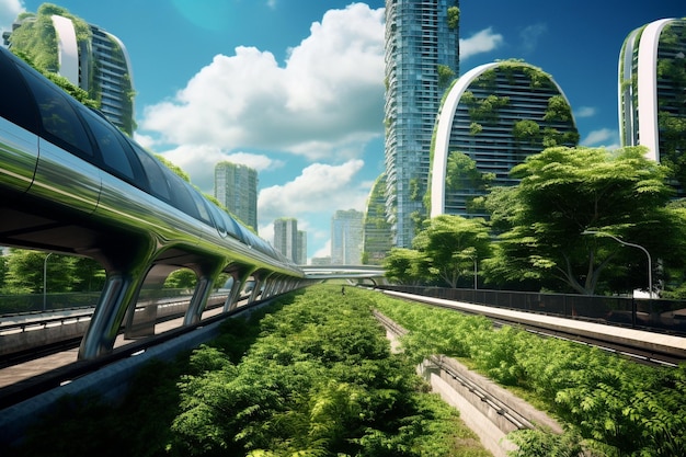 Futuristic Transportation Clean Energy and Smart City ConceptsxA