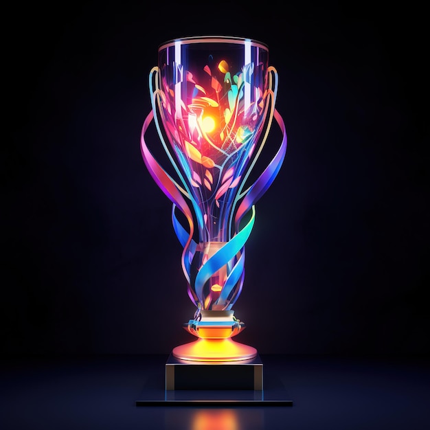 Futuristic trophy with shiny details in the style of ray tracing princes score