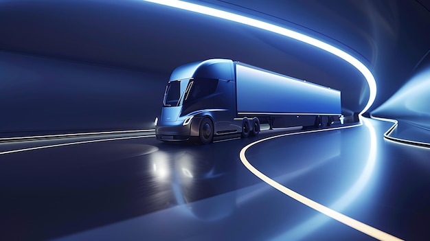 A futuristic truck design features aerodynamic shapes and advanced technology transportation