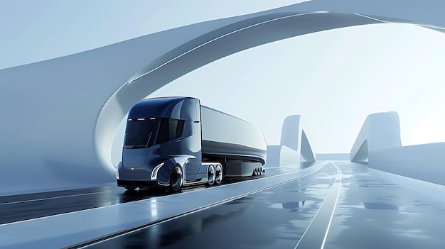 A futuristic truck design features aerodynamic shapes technology elements transportation