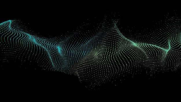 Futuristic twocolor wave of particles The concept of big data Network connection Cybernetics Abstract dark background in the style of the Ukrainian flag 3d rendering