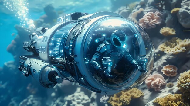 Futuristic Underwater Vessel with Advanced Technology and Instrumentation