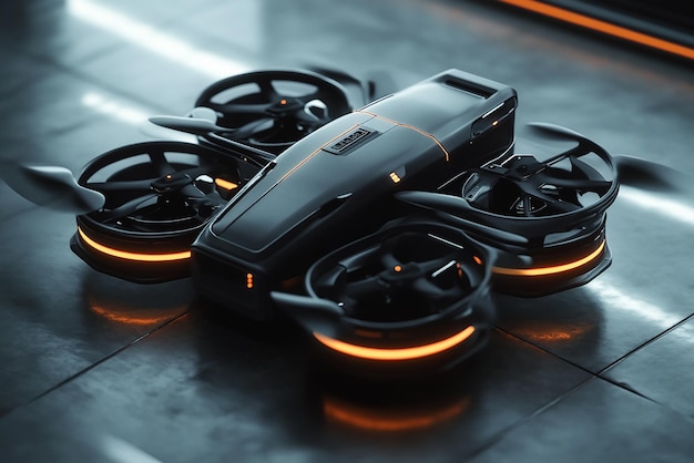 Futuristic Urban Delivery Drone with Multiple Rotors