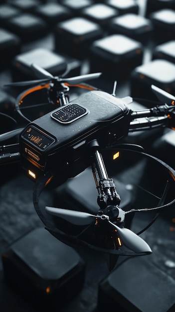 Photo futuristic urban delivery drone with multiple rotors