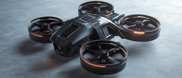 Photo futuristic urban delivery drone with multiple rotors