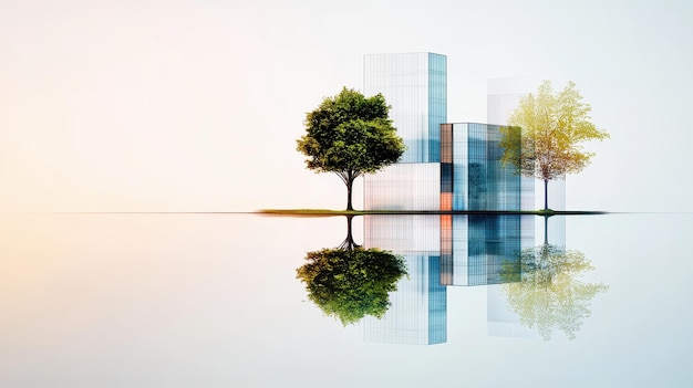 Photo futuristic urban fusion blending nature and architecture in a 3d cityscape