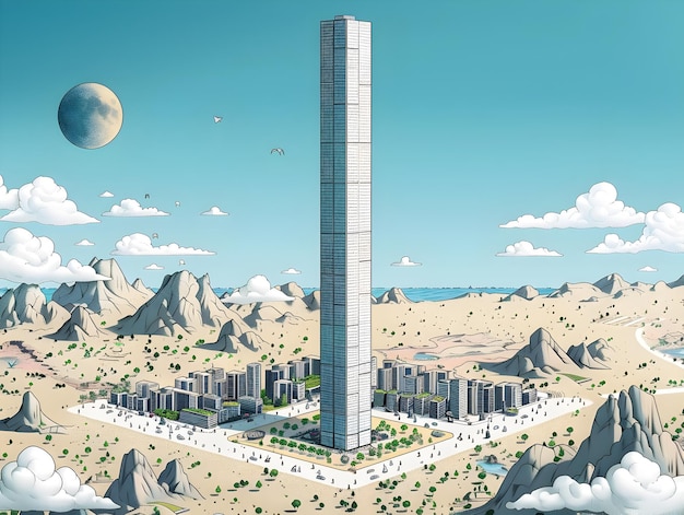 Futuristic Urban Planning for Next Gen Skyscraper in Dry Landscape