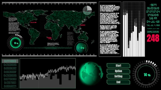 Futuristic user interface dashboard for big data analytic in information chart