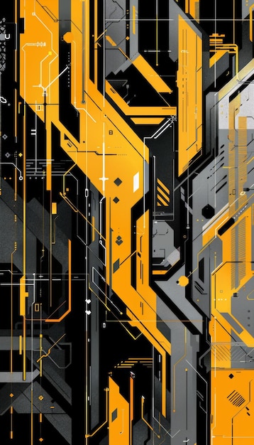 Photo futuristic vector design abstract yellow black and gray cyber lines for modern tech illustration