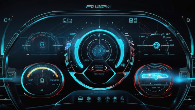 Photo futuristic vehicle dashboard at night