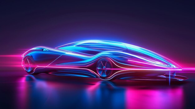 Photo futuristic vehicle with sleek aerodynamic lines and neon light highlights