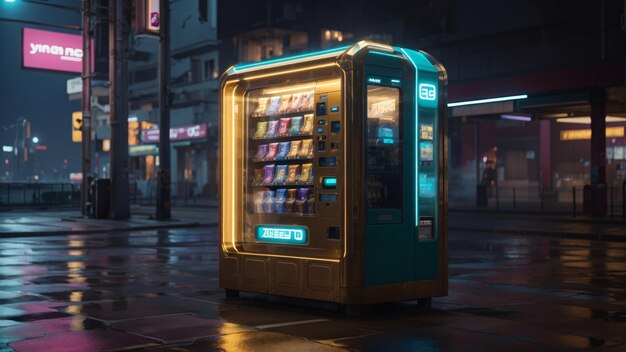 Futuristic Vending Machine in Cyberpunk City