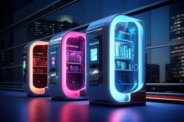 Futuristic vending machines and kiosksfuture vision city