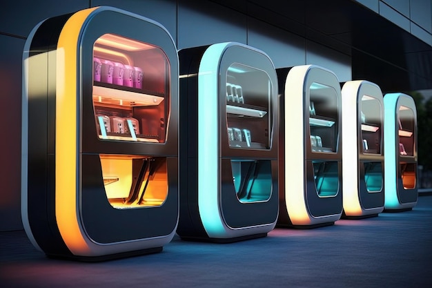 Futuristic vending machines and kiosksfuture vision city