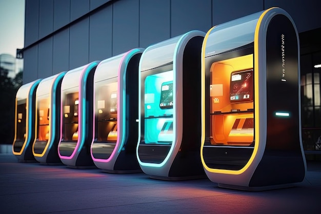 Futuristic vending machines and kiosksfuture vision city