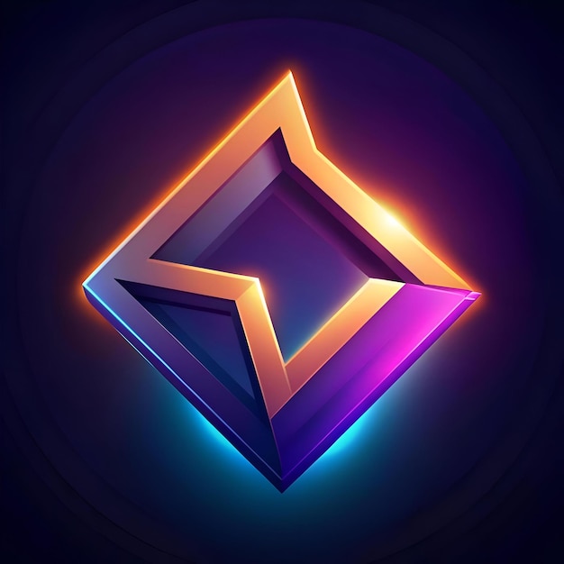 Photo a futuristic and vibrant 3d geometric icon with a sharp angular design and glowing edges