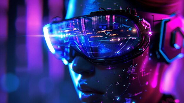 Futuristic Virtual Assistant AI Person Wearing Virtual Glasses