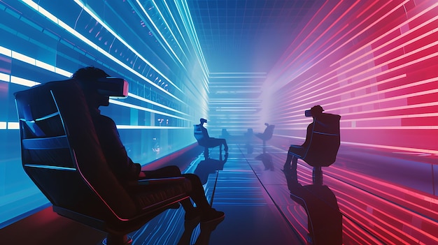 Futuristic Virtual Reality Experience with Neon Lights