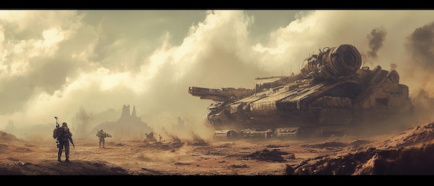 Futuristic War Scene Advanced Technology and SciFi Combat