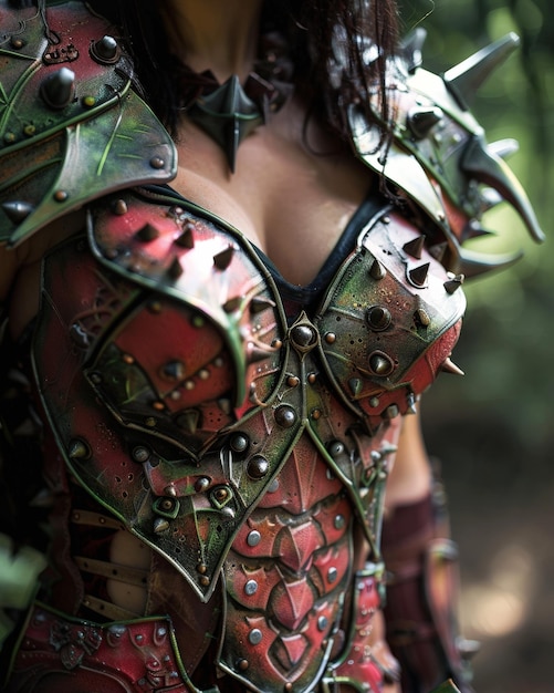 Futuristic warrior in armored costume