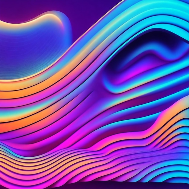 Futuristic wave pattern glows in bright colors