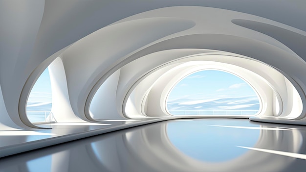 Futuristic White Curved Architecture with Ocean View