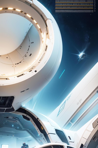 Photo futuristic white interior futuristic space