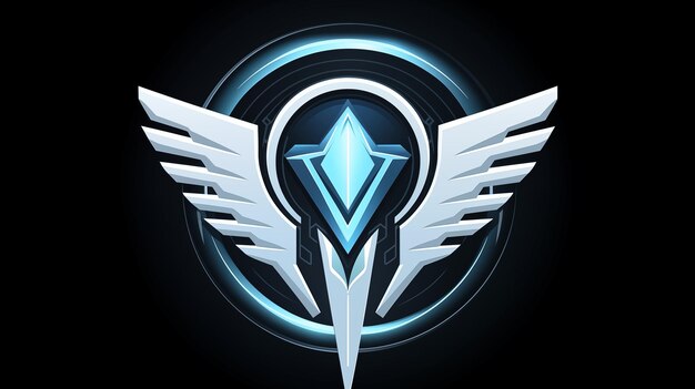 Photo futuristic winged emblem with diamond and circular glow design