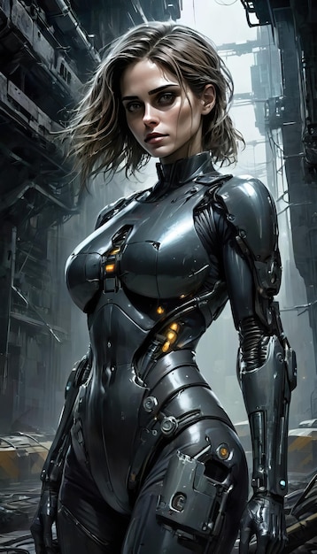 Futuristic woman in a futuristic suit AI generated