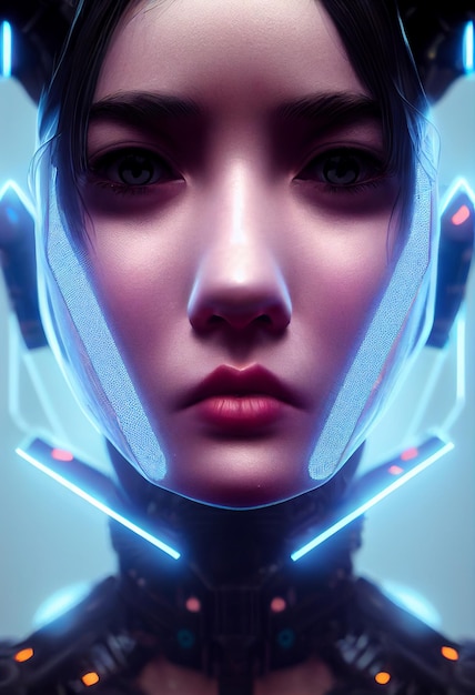 Futuristic woman portrait cyberpunk steamhighly detailed