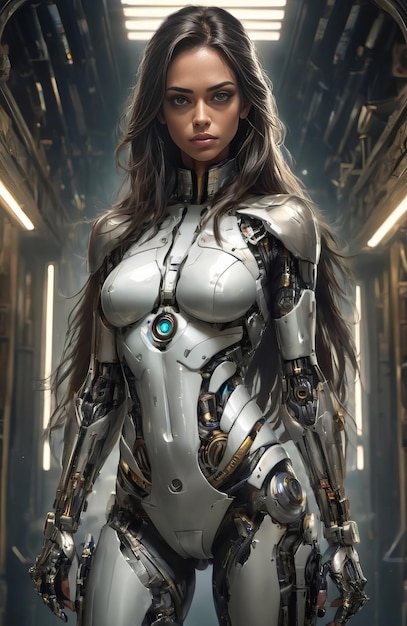 Futuristic woman warrior in fantastic armor AI generated