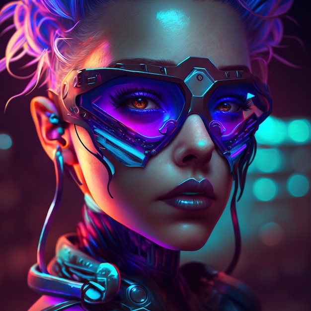 Futuristic woman with glasses Generative AI technology