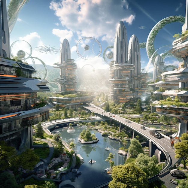 A futuristic world with ultra technologic elements and over developed citizens living 1000 years