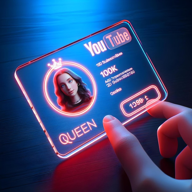 Photo futuristic youtube id card with larger photo and red background