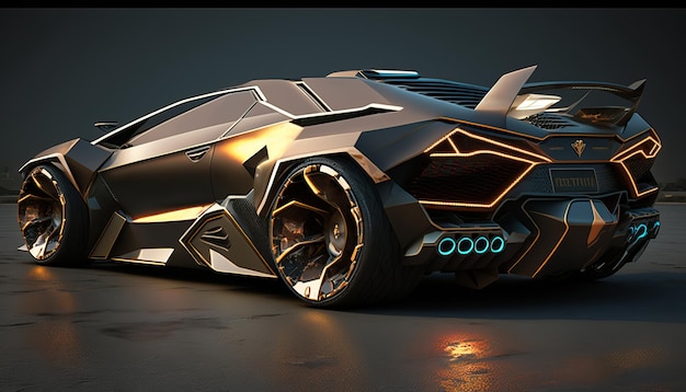 Fututristic luxury car Isolated on a city background UX and UI Design Generative AI