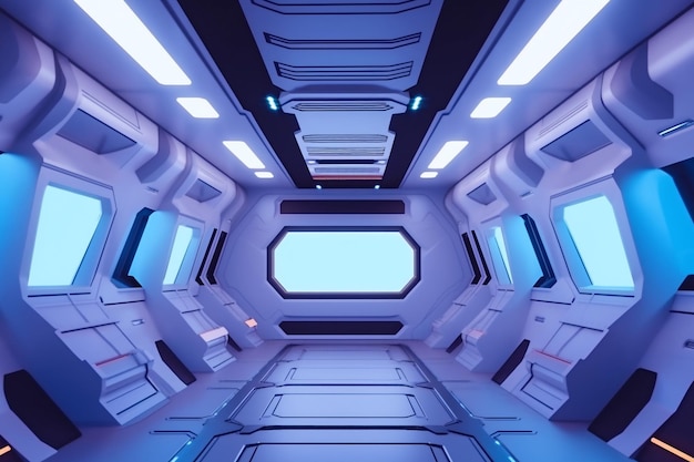 Fuuturistic Spaceship Room Ai generative