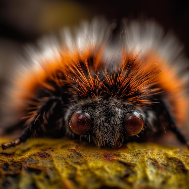 A fuzzy spider with fluffy hair sits on a rock.