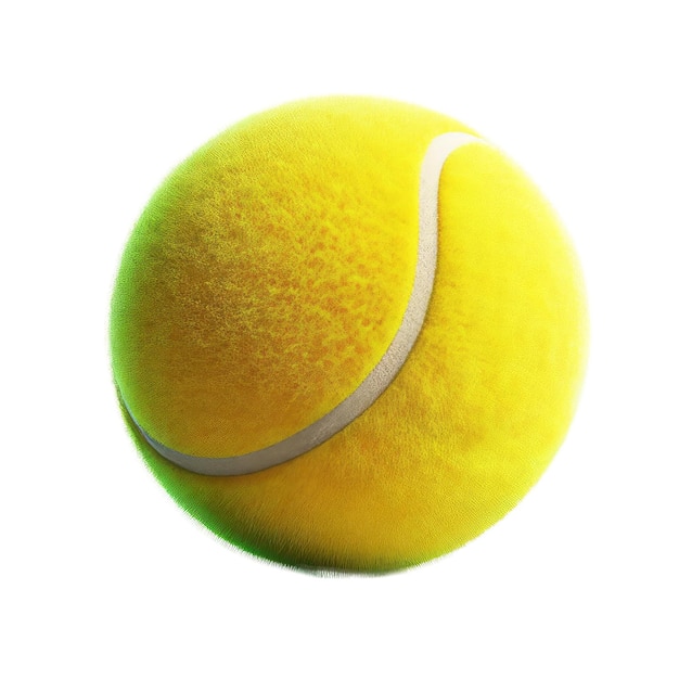 fuzzy yellow tennis ball with a white curved line ideal for sportsrelated designs