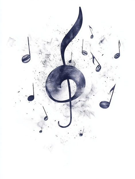 G Clef and Music Notes in a Grunge Style