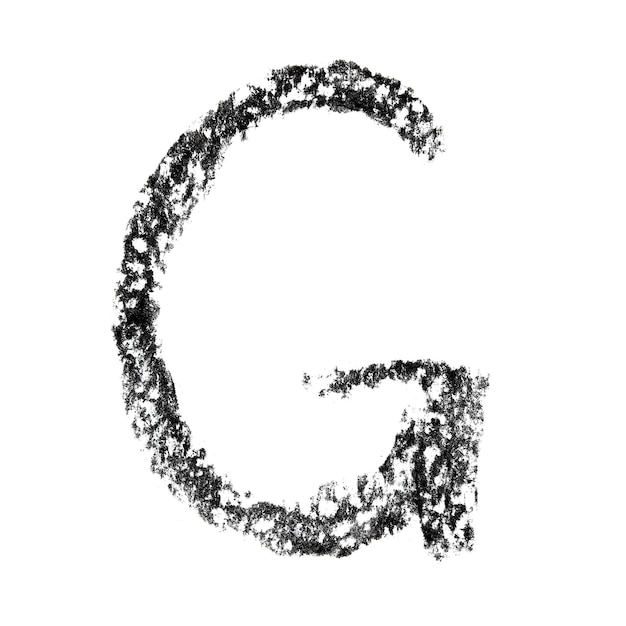 G Handwritten charcoal alphabet