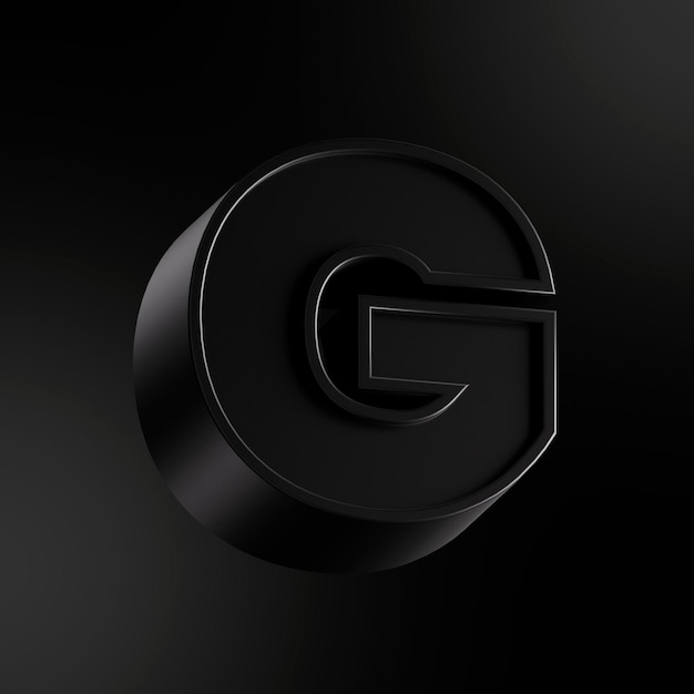 g letter 3d rendered black character