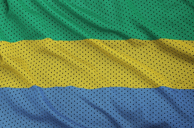 Gabon flag printed on a polyester nylon sportswear mesh fabric 