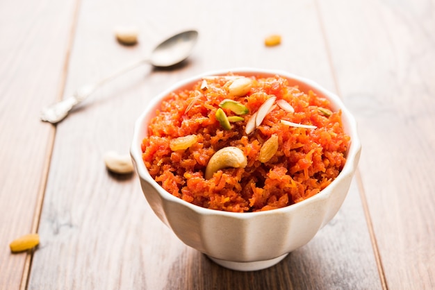 Gajar ka halwa is a carrotbased sweet dessert pudding from India