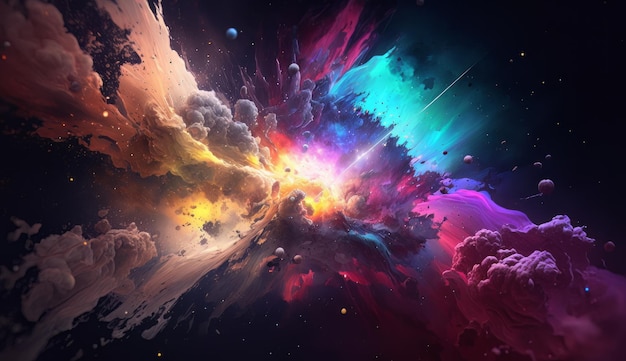 Galactic Color Explosion Background Generative ai