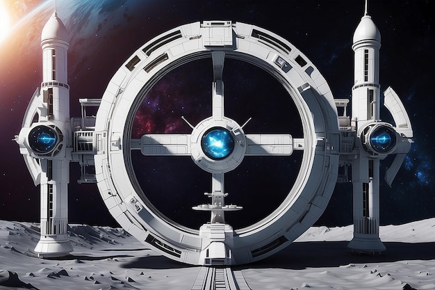 Photo galactic space station illustration mockup