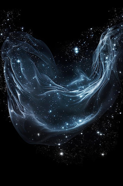 Galactic Veil of Darkness with dark matter waves across the galaxy like an intricate revealing the brilliant cosmic scenery behind it enhancing the sense of cosmic mystique