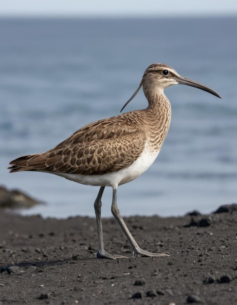 Photo galapagos whimbrel bird animal full body is isolated white background