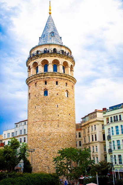 Galata tower exterior in istanbul turkey